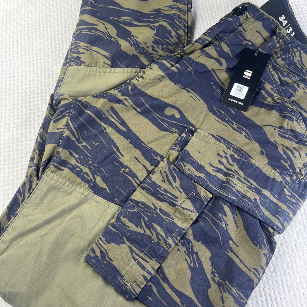 G-Star RAW 3D New Regular Tapered Cargo 2.0 Tiger Camo Pants $200- 34x36